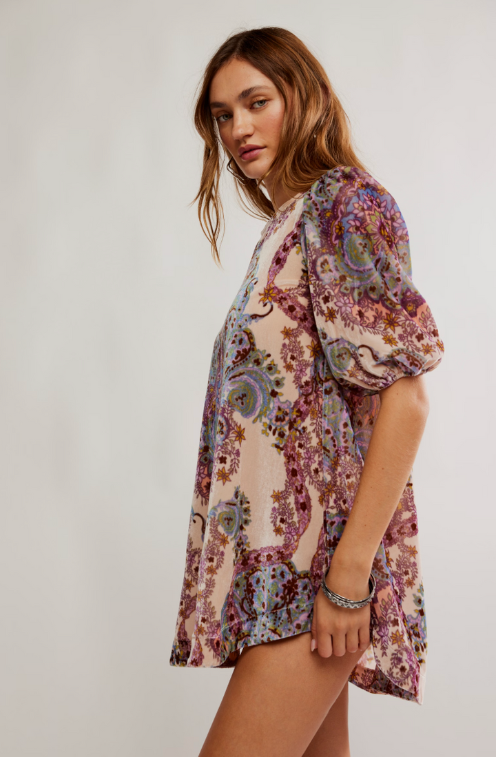 Free People Maye Printed Velvet Tunic