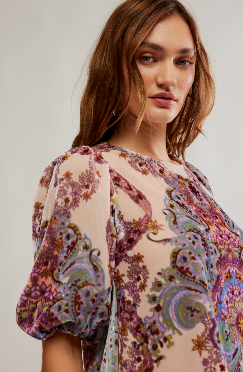 Free People Maye Printed Velvet Tunic