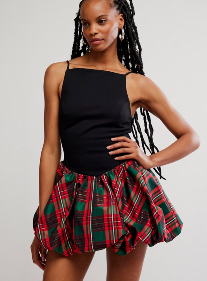 Free People Tinsel Kiss Plaid Mini Dress
