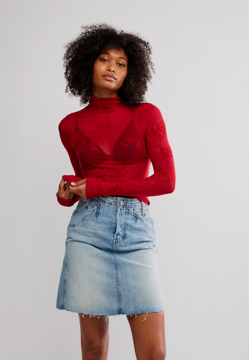 Free People You Decide Long Sleeve Lace Top
