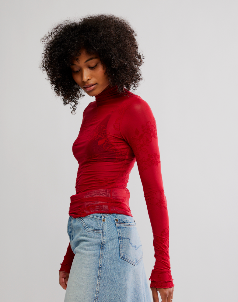 Free People You Decide Long Sleeve Lace Top