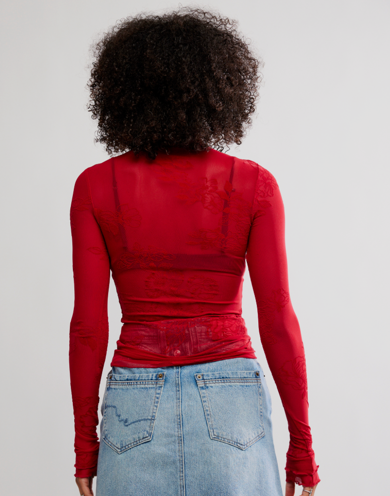 Free People You Decide Long Sleeve Lace Top