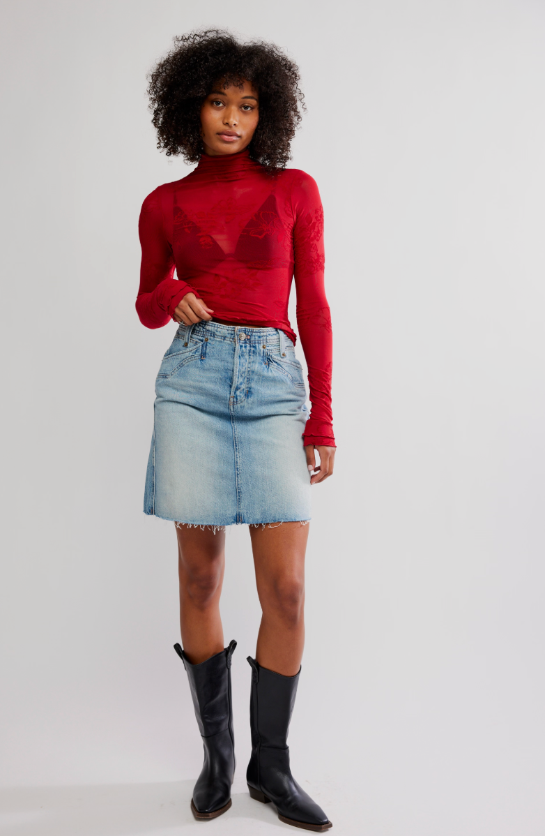 Free People You Decide Long Sleeve Lace Top