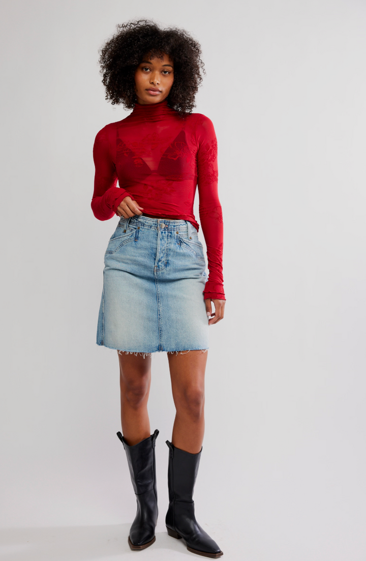 Free People You Decide Long Sleeve Lace Top