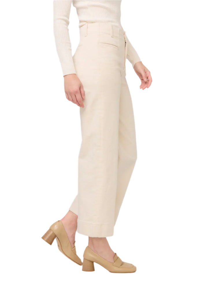 Du/er Lux Twill High Rise Trouser Ecru