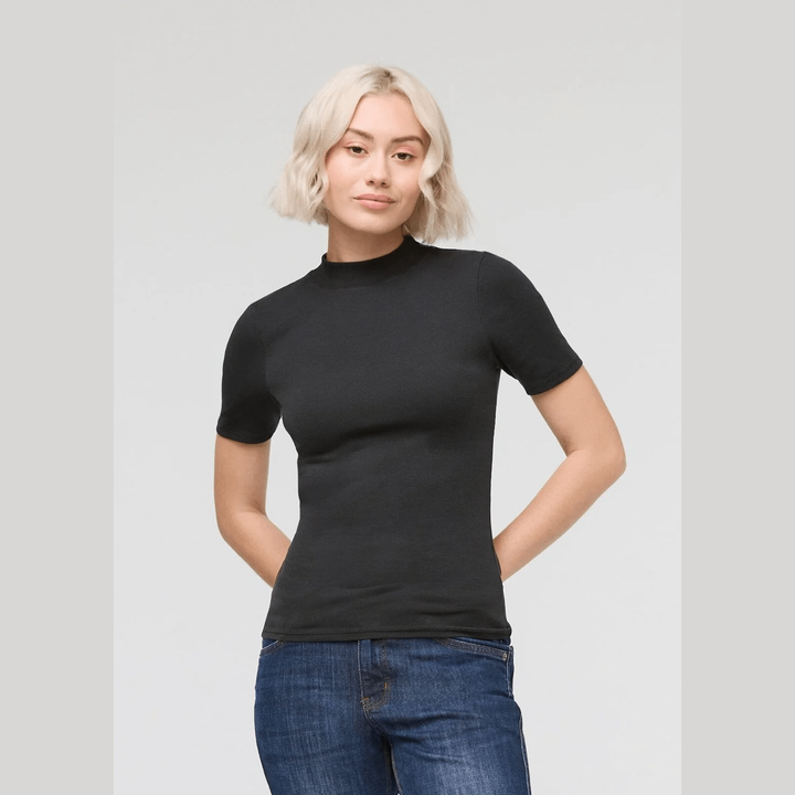 Du/er Ribbed Pima Mock Neck Tee