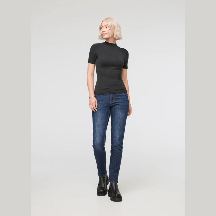 Du/er Ribbed Pima Mock Neck Tee