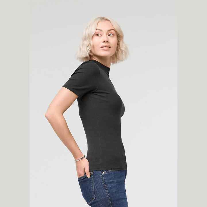 Du/er Ribbed Pima Mock Neck Tee