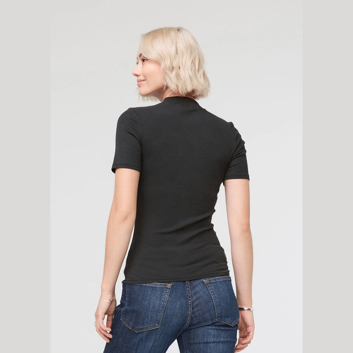 Du/er Ribbed Pima Mock Neck Tee