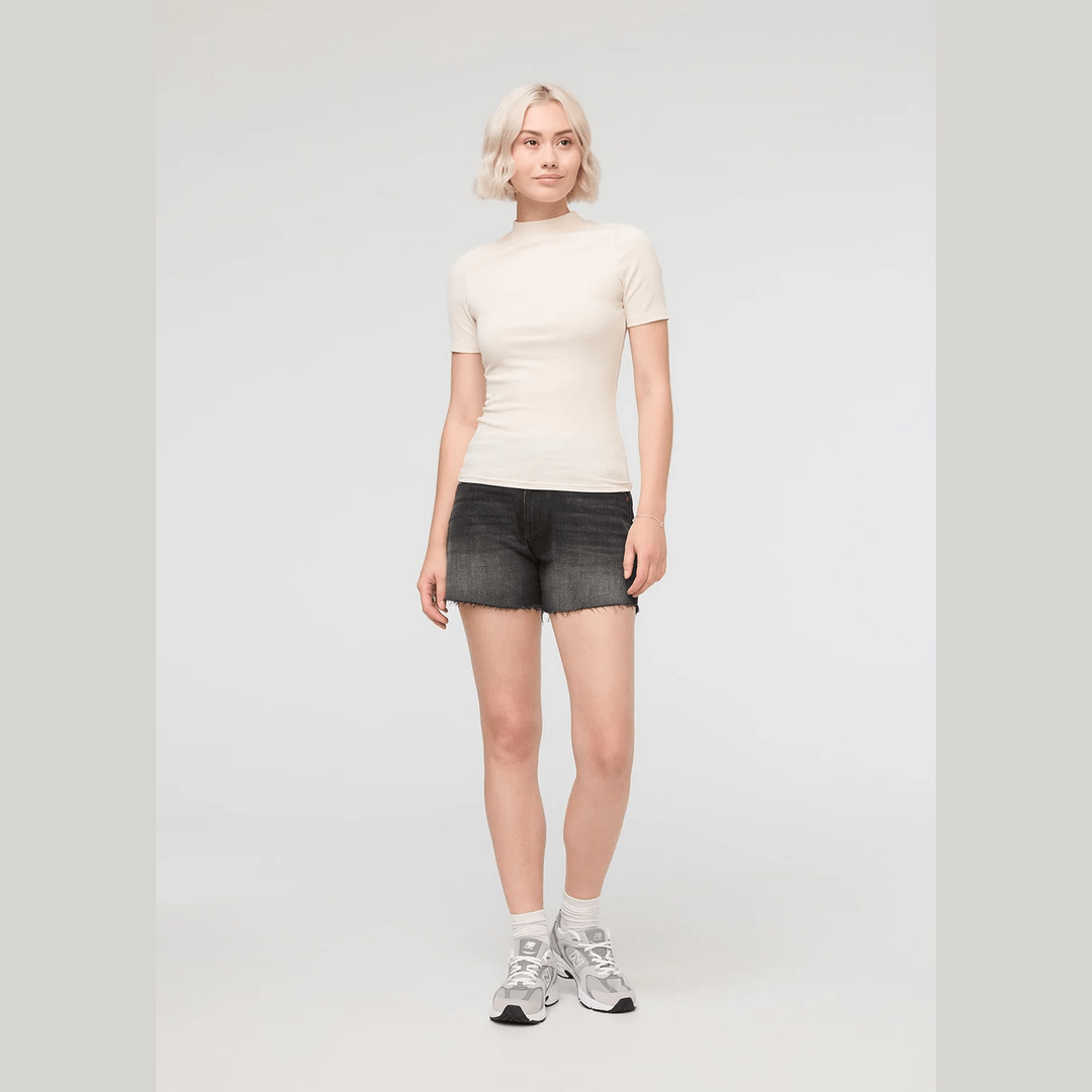 Du/er Ribbed Pima Mock Neck Tee