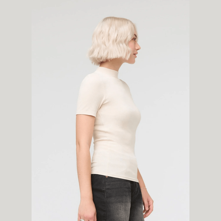Du/er Ribbed Pima Mock Neck Tee