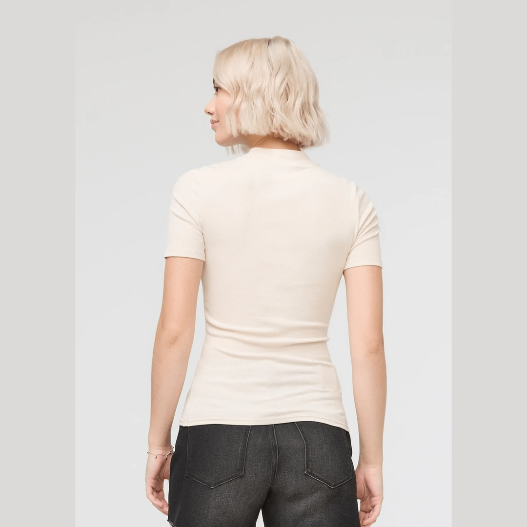 Du/er Ribbed Pima Mock Neck Tee