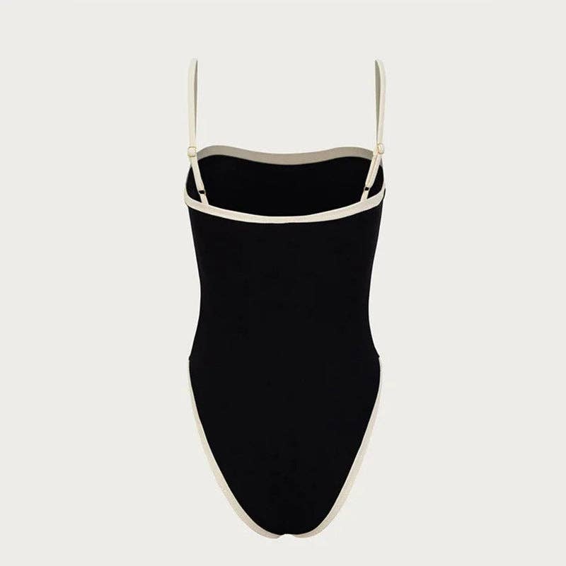 Simple Color Block Sexy One Piece Swimwear DPSW1114: Black / S