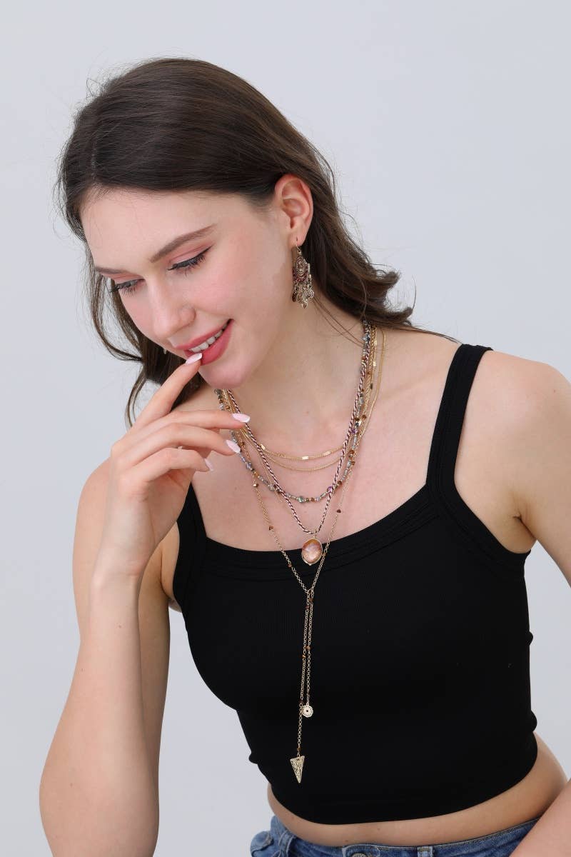Desert Mirage Layered Pendant Necklace