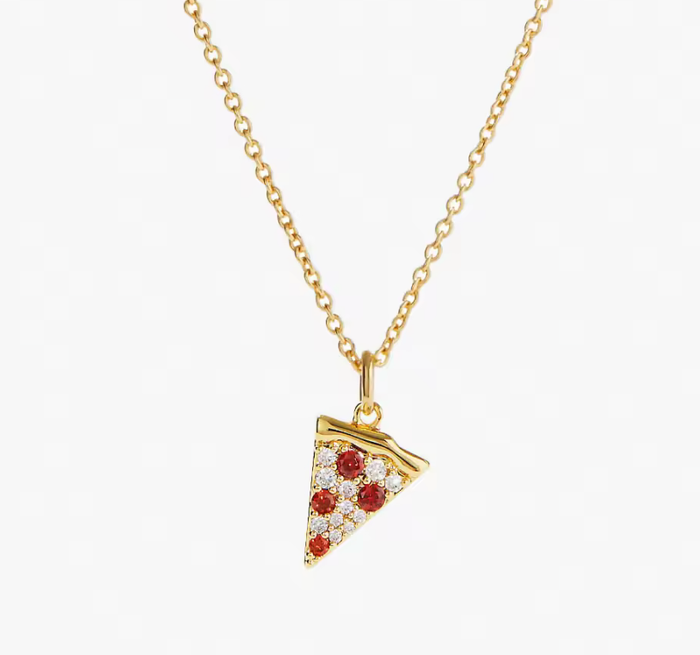 Baby Slice Pizza Pavé Charm Necklace