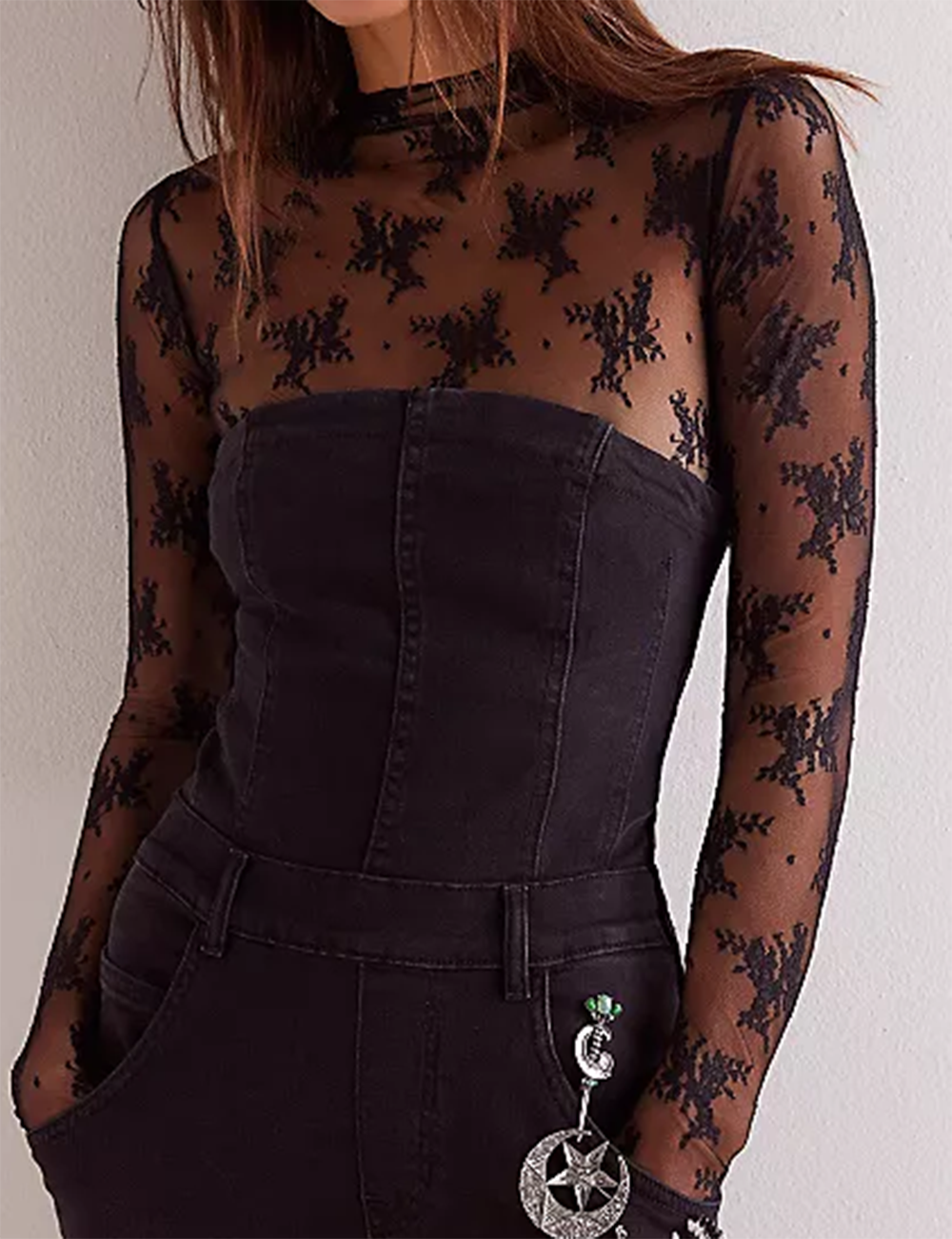 Lux Layering Floral Lace Mesh Top