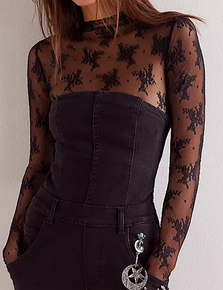 Lux Layering Floral Lace Mesh Top