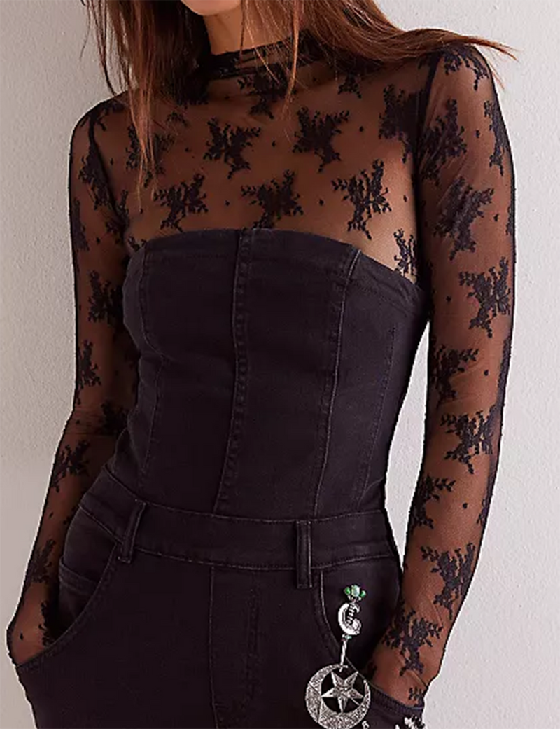 Lux Layering Floral Lace Mesh Top