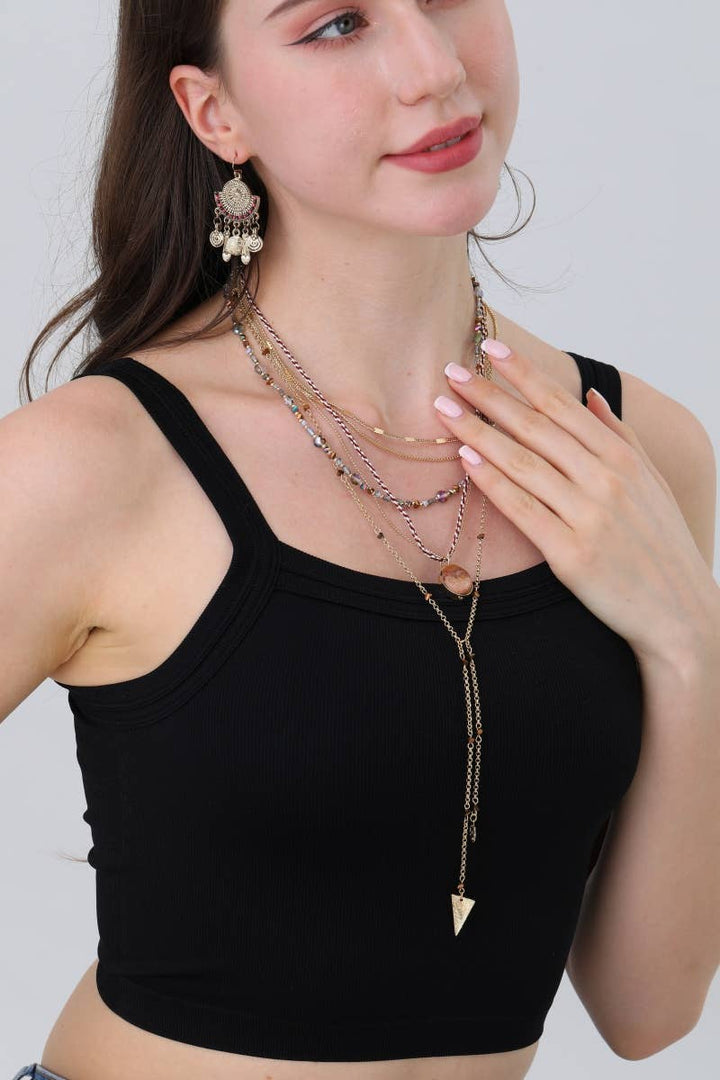 Desert Mirage Layered Pendant Necklace
