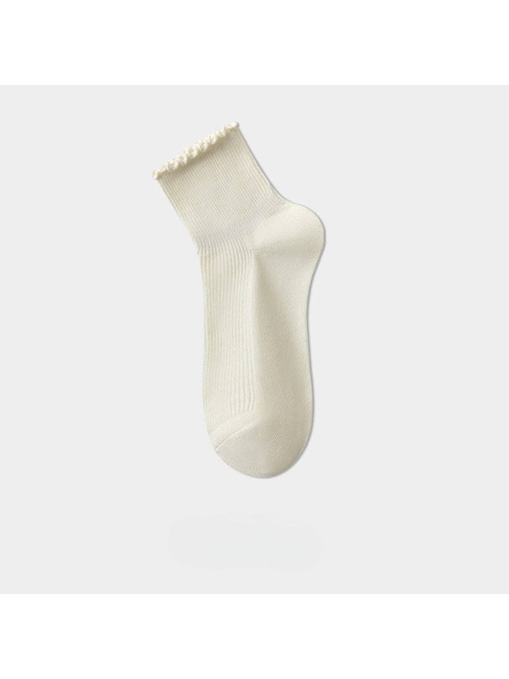 Ribbed Neutral Crew Socks