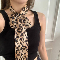 Vintage Leopard Print Waist Belt Silk Scarf DPWB2711: Leopard