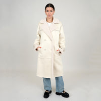 Lola's Room Double Breasted Cream Sherpa Coat 