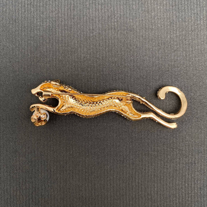 Rhinestones Inlaid Cheetah Brooch