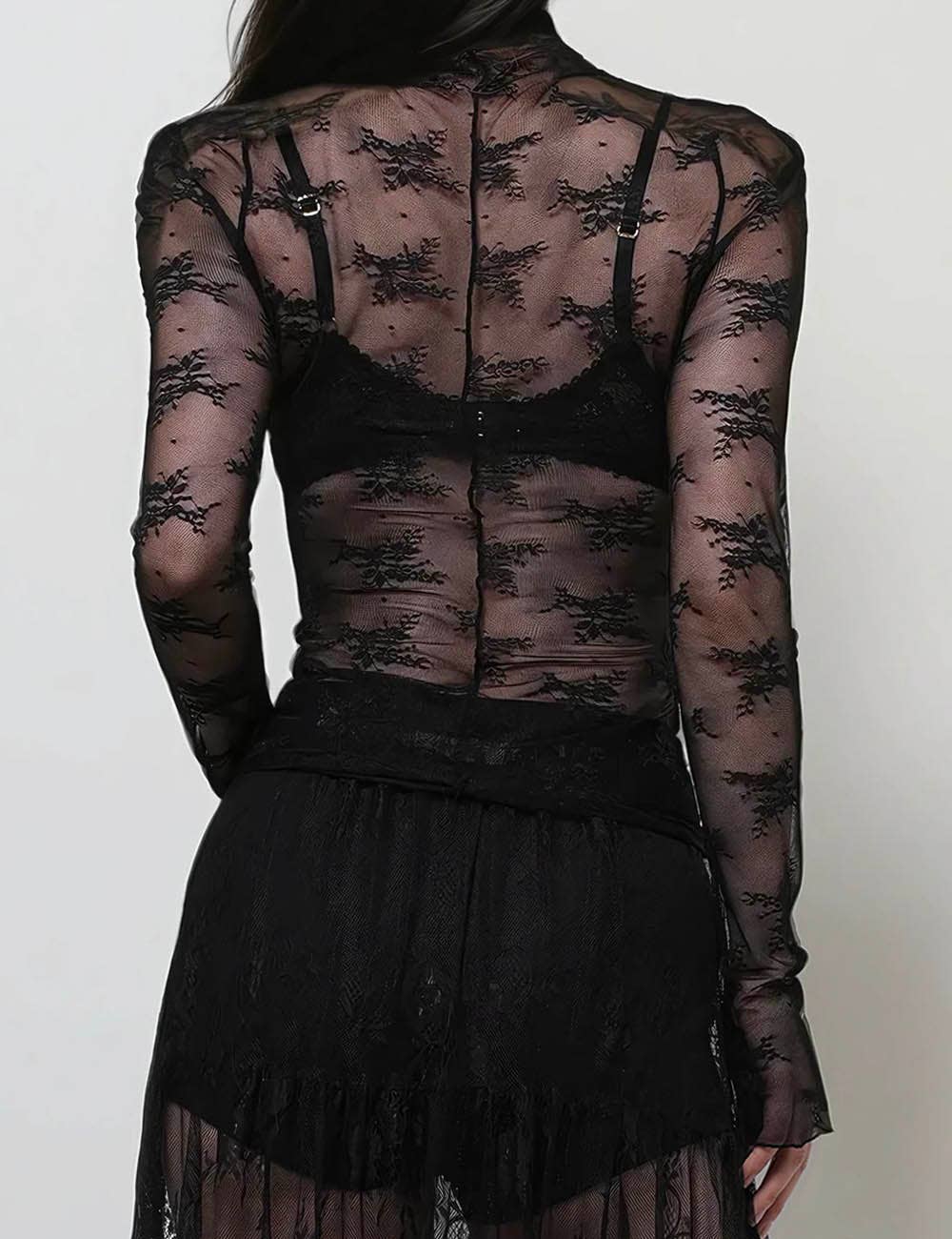 Lux Layering Floral Lace Mesh Top