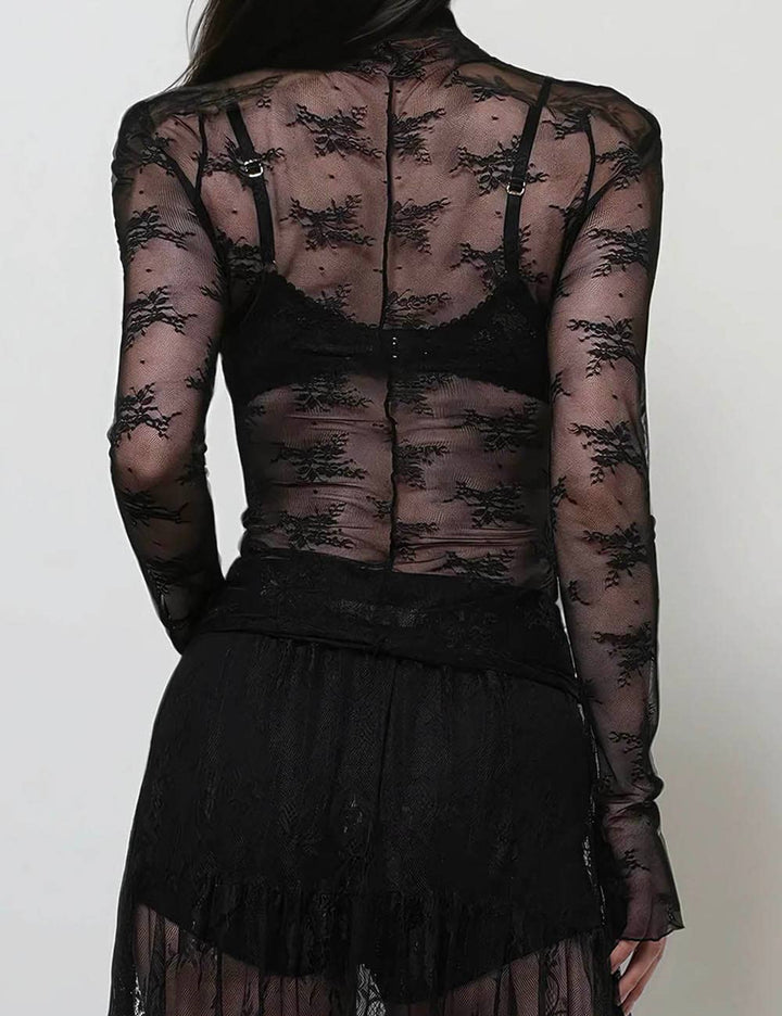 Lux Layering Floral Lace Mesh Top