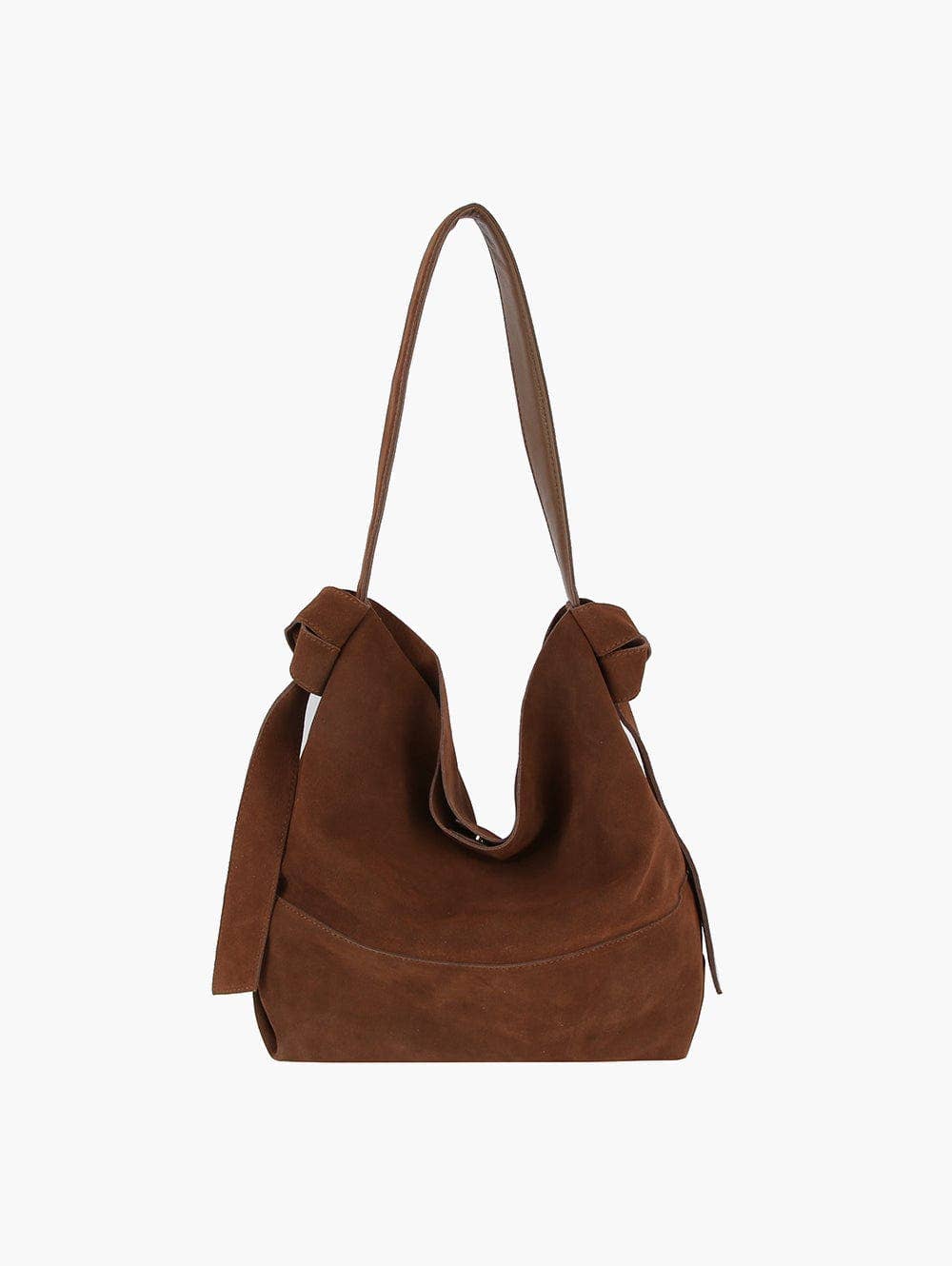CJF116 Real Genuine Suede 2 in 1 Hobo Bag With Pouch: Coffee