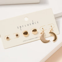 Star Moon Stud Earrings Set