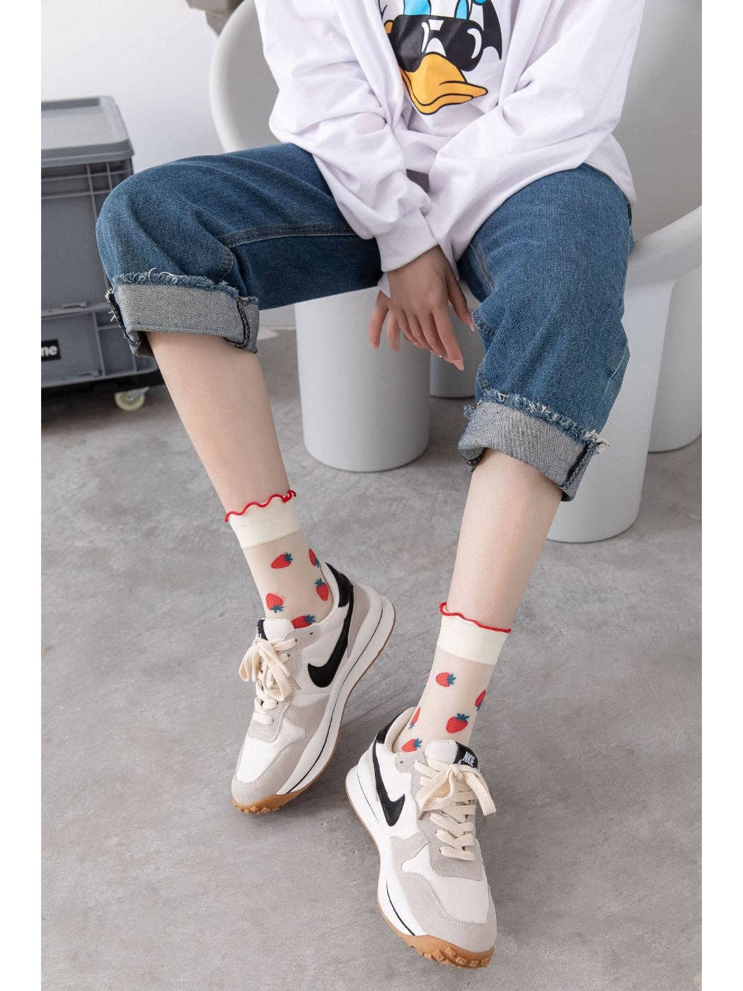 Sheer Fruit Crew Socks