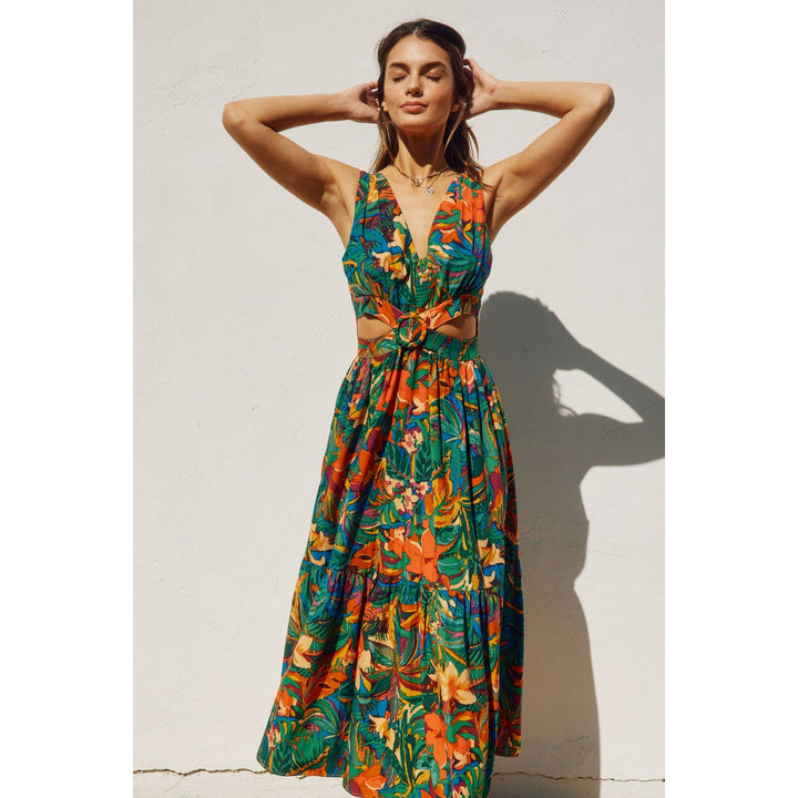 Sunny Serenity O Ring Cutout Midi Dress