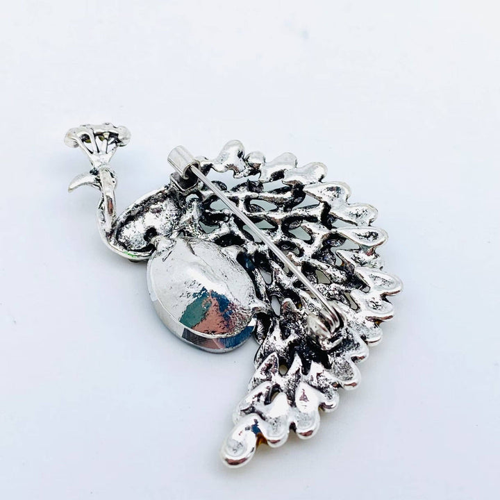 Enamel Coloured Rhinestone Peacock Brooch