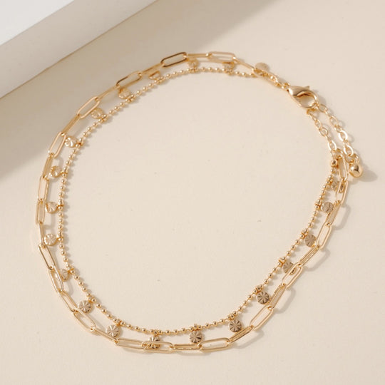 Layered Disc Chain Anklet