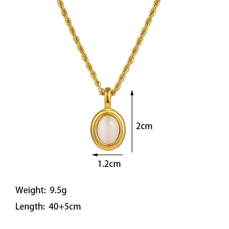 Gemstone Vintage Twist Chain Necklace DPJN0918: Black