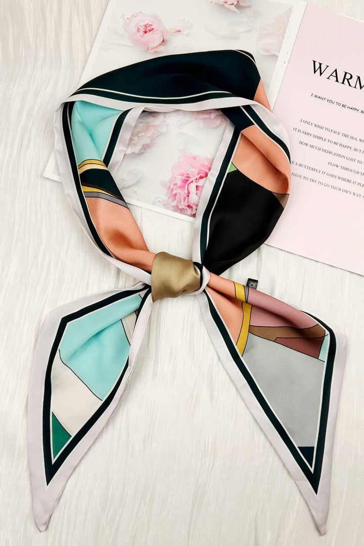 Geometric Color Block Skinny Scarf