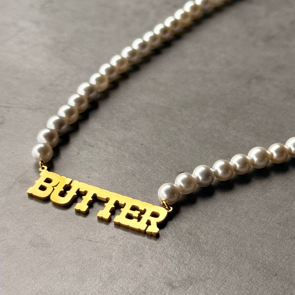 Butter Faux Pearl Beaded Necklace food bakery foodie 