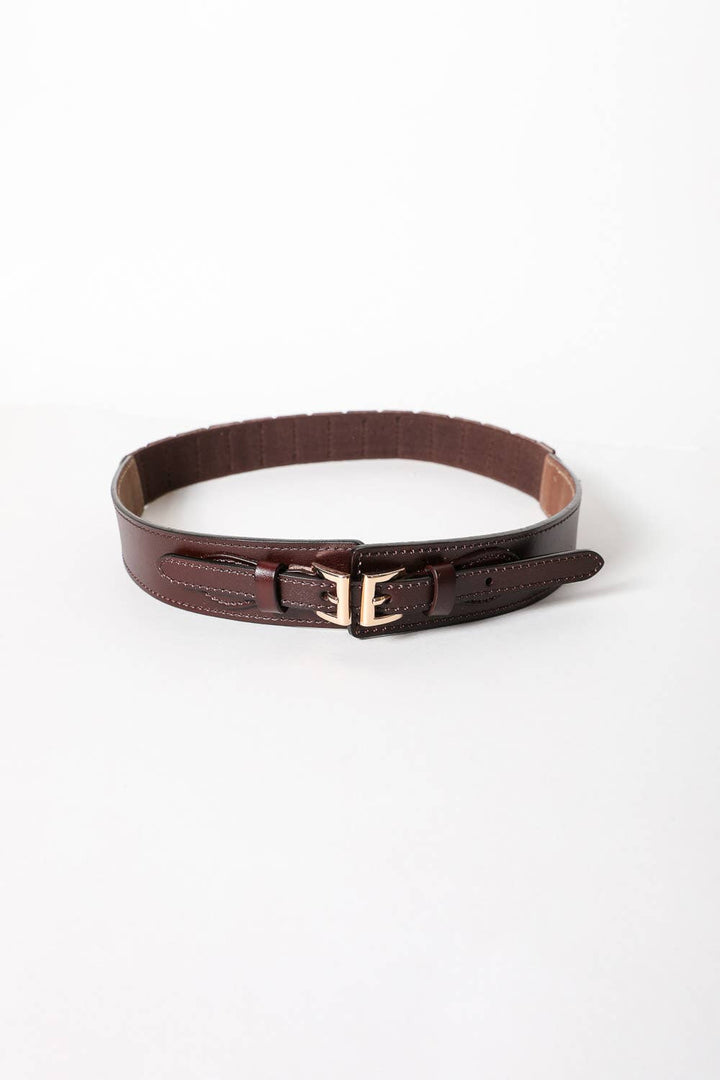 Leather Double Buckle Waistband Belt