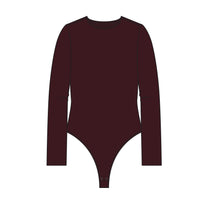 Lola's Room Crewneck Long Sleeve Velvet Bodysuit