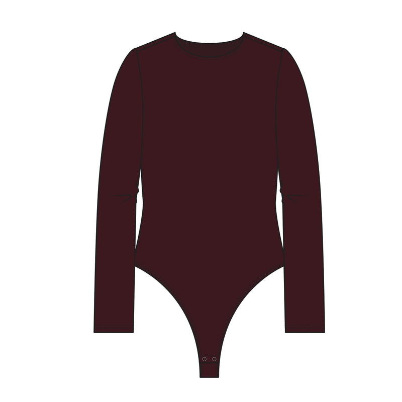 Lola's Room Crewneck Long Sleeve Velvet Bodysuit
