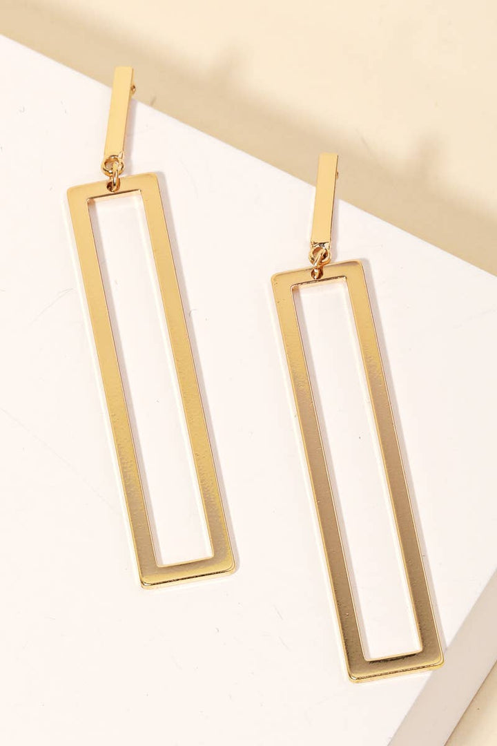 Thin Rectangle Cutout Drop Earrings