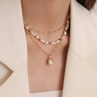 Pearl Shell Layered Simple Necklaces DPJN1904: Shell