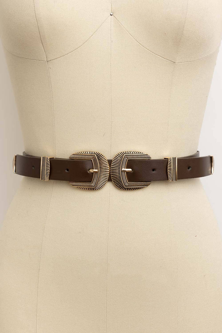 Double Buckle Western Style Belt