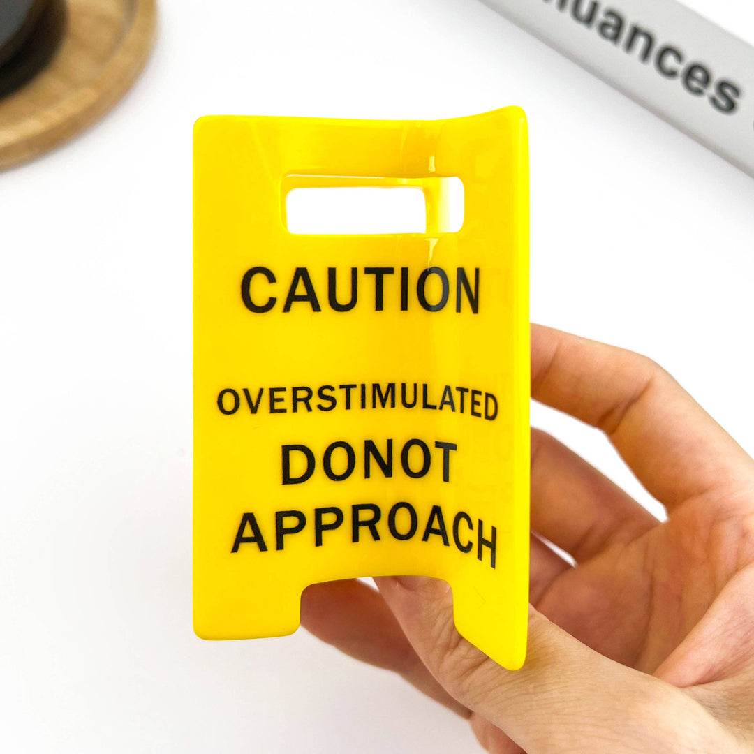 Caution Sign Hair Claw Clip, Fun Hair Clip: Yellow