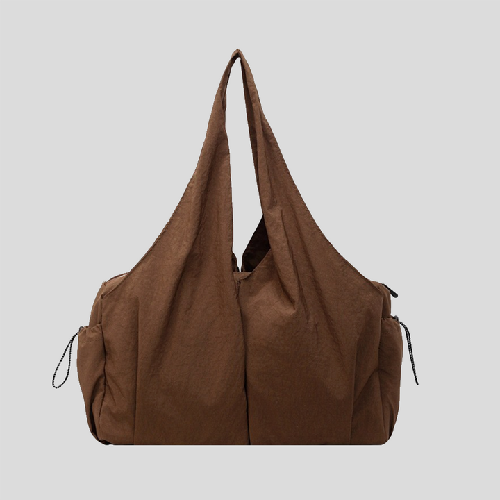 Nylon Slouchy Tote Bag: Brown / One Size