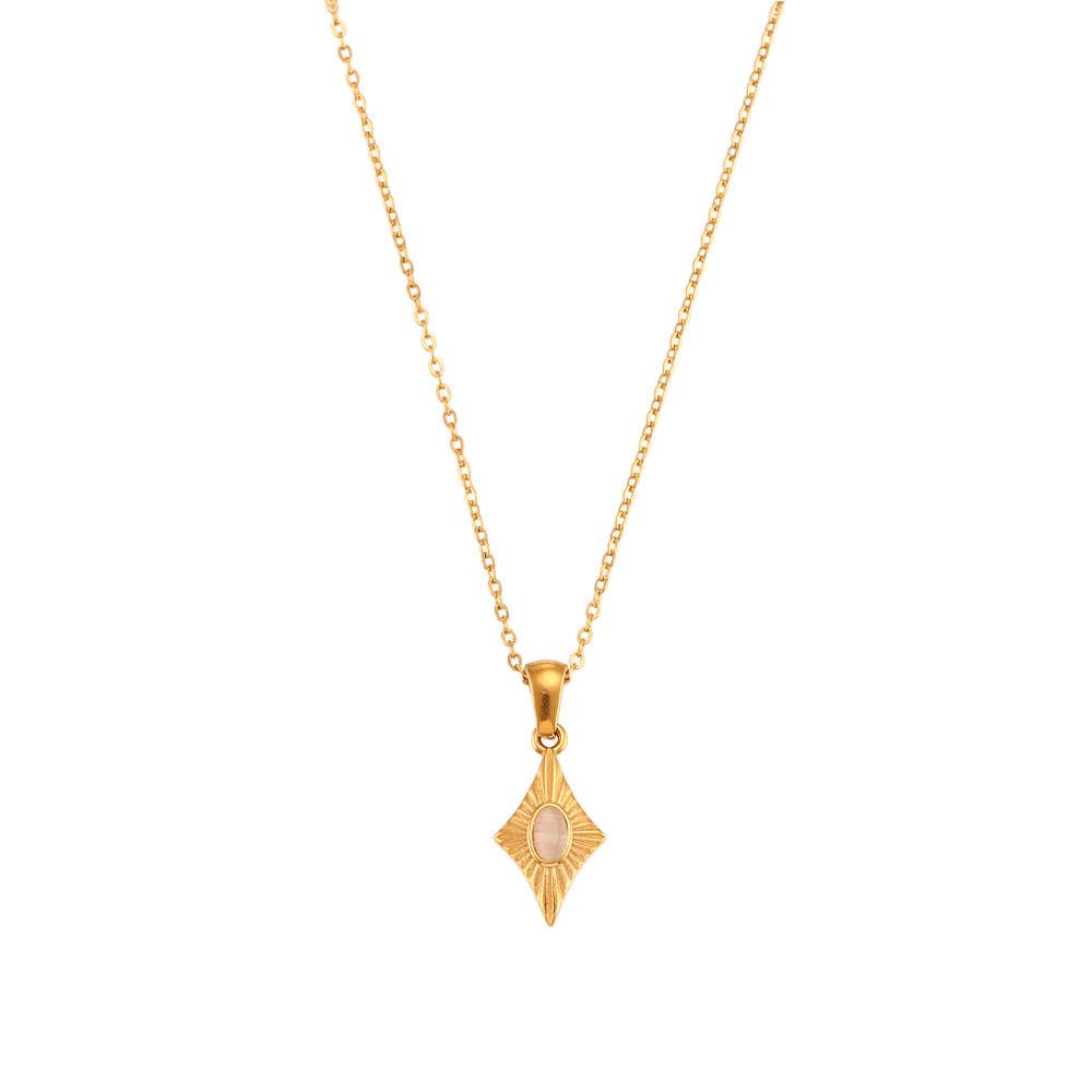 Simple Rhombus Cat's Eye Stone Pendant Neckalces DPJN2904: Black
