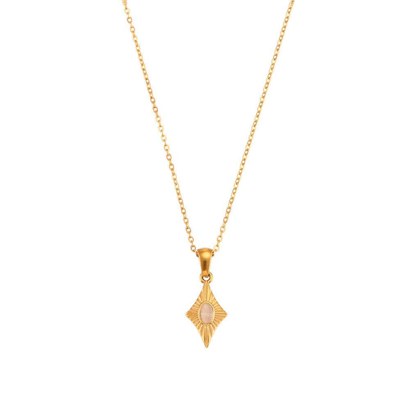 Simple Rhombus Cat's Eye Stone Pendant Neckalces DPJN2904: Black