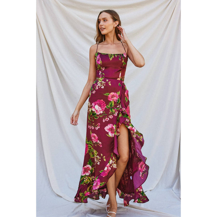 Perfect Option Open Back Ruffled Maxi Dress