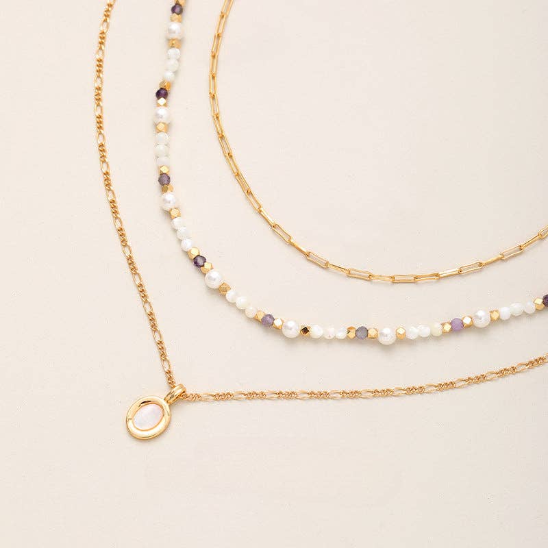 Pearl Shell Layered Simple Necklaces DPJN1904: Shell
